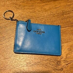 Teal/ bright blue ’Coach keychain card holder
